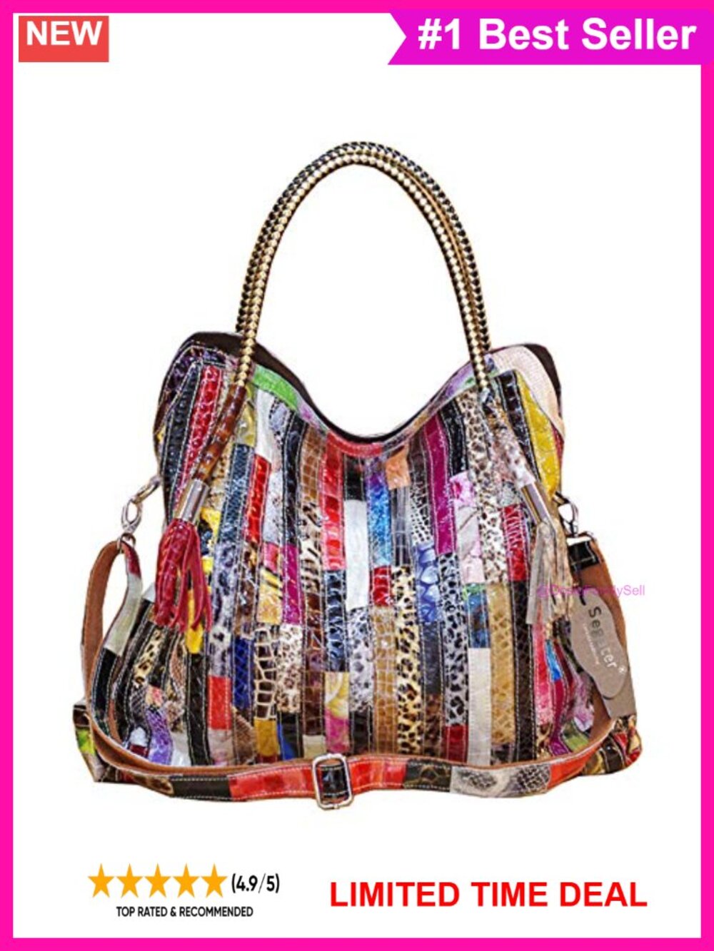 Genuine Leather Large Tote Hobo Crossbody Handbag